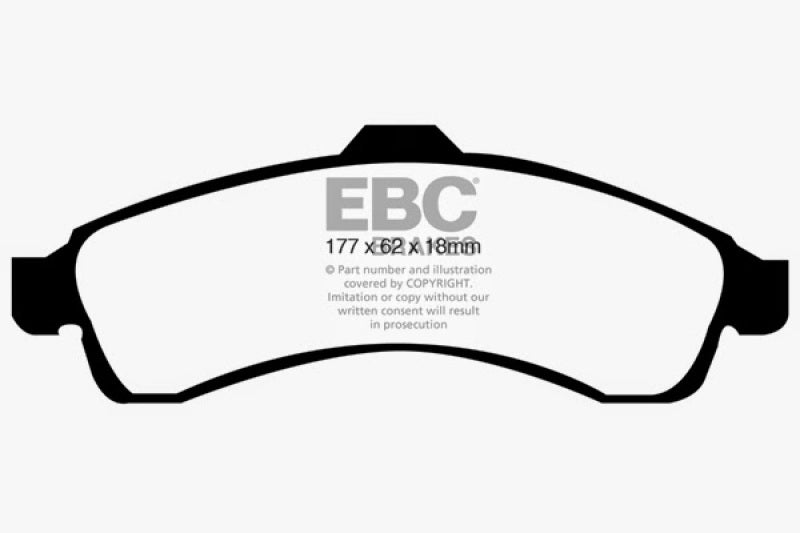 EBC 03-05 Buick Rainier 4.2 Greenstuff Front Brake Pads - DP61618 for 2003-2008 Isuzu Ascender - front view