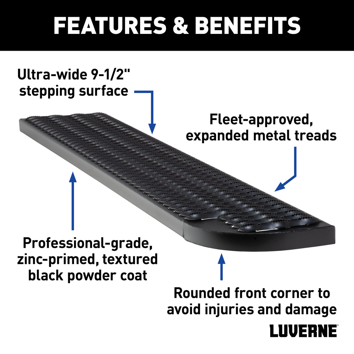 LUVERNE 495154 Grip Step XL 9-1/2" x 54" Steel Passenger-Side Running Board (No Brackets)