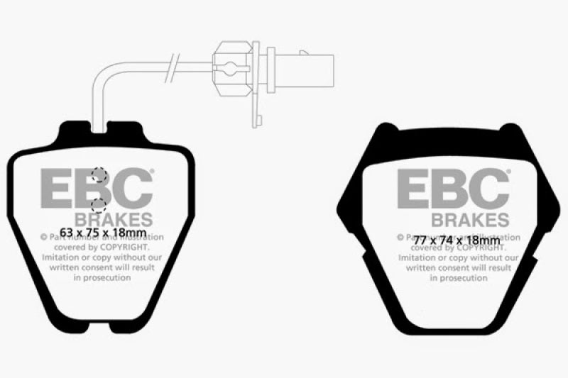 EBC 99-01 Audi A6 Quattro 2.7 Twin Turbo Sedan (8 Pad Set) Ultimax2 Front Brake Pads - UD839