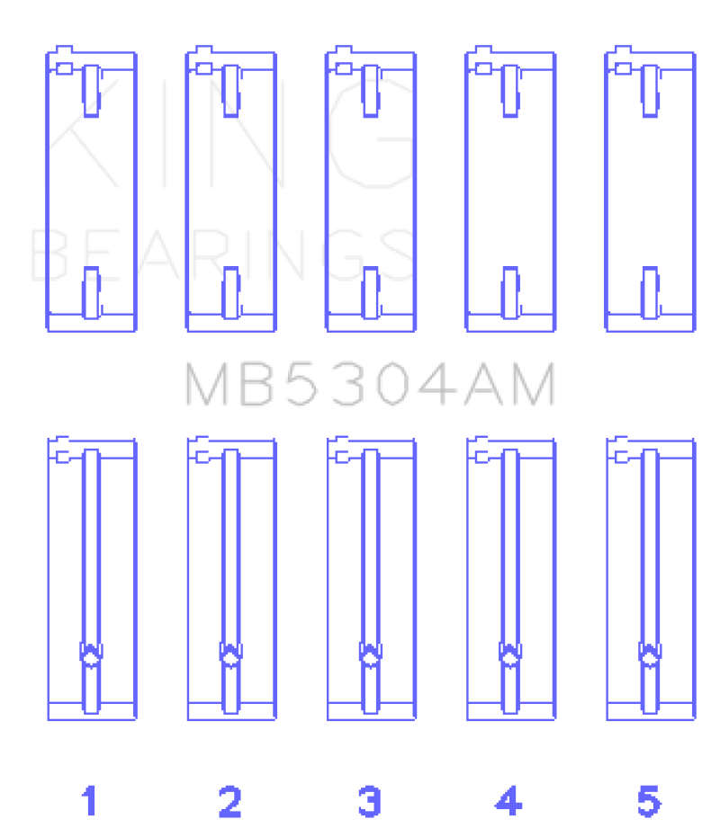 King Kia/Mazda DOHC 16 Valve/SOHC 16 Valve/SOHC 8 Valve (Size +0.25) Main Bearing Set - MB5304AM0.25