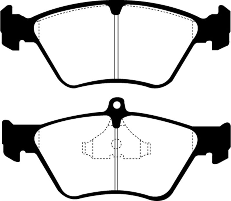 EBC 94-96 Saab 900 2.0 Turbo Yellowstuff Front Brake Pads - DP4976R for 1994-1996 Saab 900 - detail view