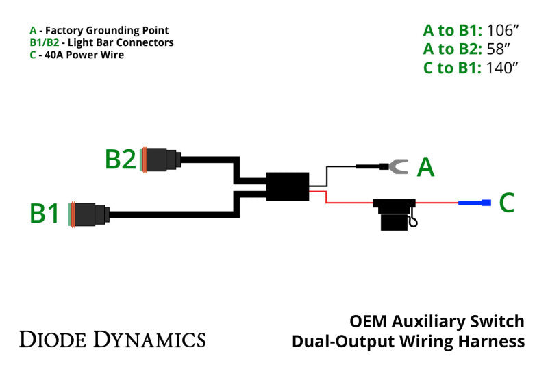 Clearance - Diode Dynamics OEM Auxiliary Switch Dual-Output Wiring Harness - DD4056