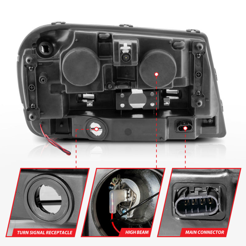 ANZO 02-09 Chevrolet Trailblazer (Will Not Fit 06-09 LT) Projector Headlights w/Halo Black Housing - 111572