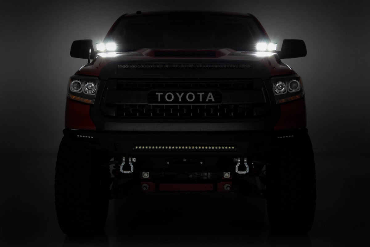 Rough Country - LED Light Kit - Ditch Mount - Dual 2" Black Pairs - Spot/Flood - Toyota Tundra (14-21) - 70866 for 2014-2021 