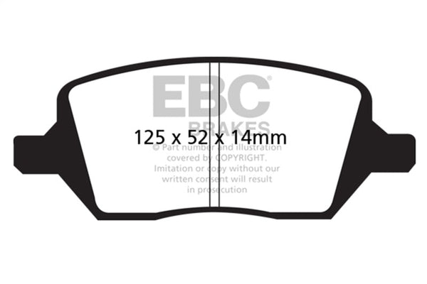 EBC 04-05 Buick Terraza 3.5 FWD Greenstuff Rear Brake Pads - DP61737 for 2005-2008 Chevrolet Uplander - front view