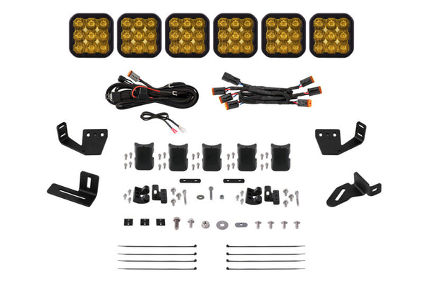 Diode Dynamics Prinsu/Sherpa Roof Racks SS5 6-Pod CrossLink Mounting Kit - Sport Yellow Driving - DD7819 by Diode Dynamics - 