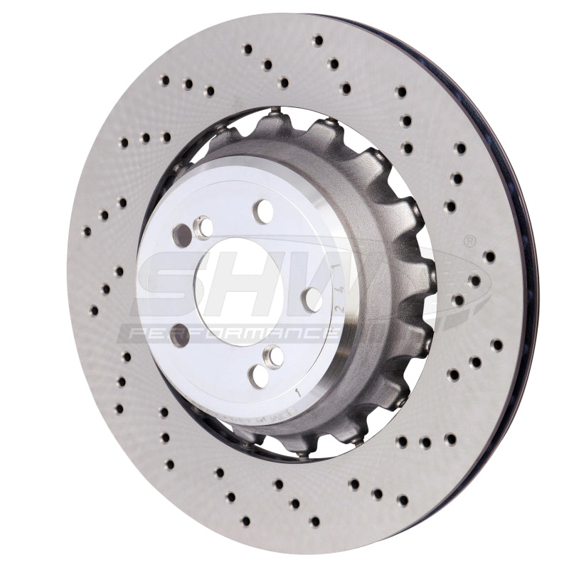 SHW 15-18 BMW X5 M 4.4L Right Rear Cross-Drilled Lightweight Brake Rotor (34212284904) - BRR48504