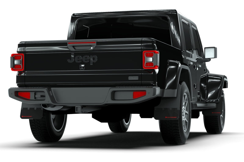 Rally Armor 19-24 Jeep Gladiator JT (Incl. Overland/Sport/Sport S) Black Mud Flap w/Red Logo - MF84-BLK-RD