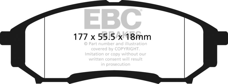 EBC 05-07 Ford F250 (inc Super Duty) 5.4 (2WD) Ultimax2 Rear Brake Pads - UD1068 for 2005-2007 Ford F 250 - front view