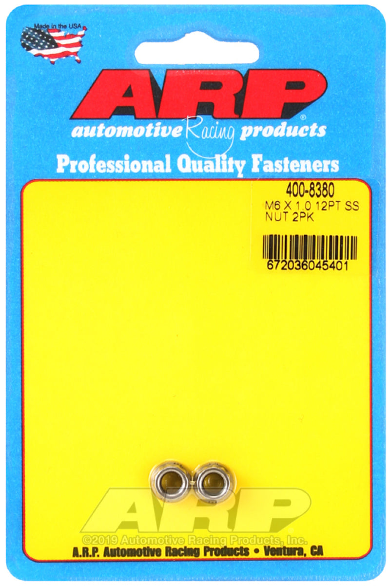 ARP M6 x 1.00 (M8 WR) SS 12pt Nut Kit (Set of 2) - 400-8380