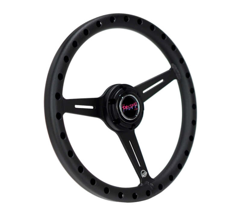 NRG Aluminum Steering Wheel 330mm - Extra Light - Ergonomic Grip - Anadized Black - RST-072-BK - close-up view