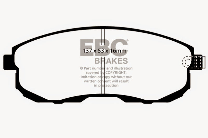 EBC 02 Infiniti G35 3.5 w/o DCS Bluestuff Front Brake Pads - DP51636NDX for 2003-2005 INFINITI G - angle view