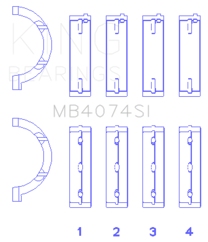 King Engine Bearings Chrysler 2.7L (Size +0.25mm) Main Bearing Set - MB4074SI0.25