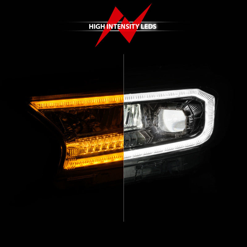 ANZO 19-23 Ford Ranger Full LED Projector Headlights w/ Initiation &amp; Sequential - Chrome - 111614