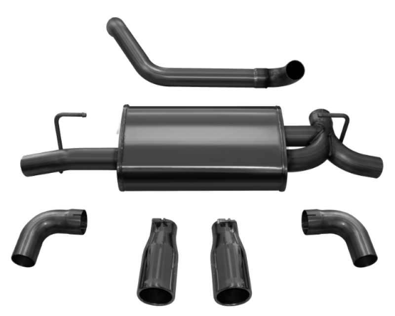 Corsa 2018-2024 Jeep Wrangler JL 2.5in Dual Rear Exit Black Tips Sport Axle-Back Exhaust - 21014BLK