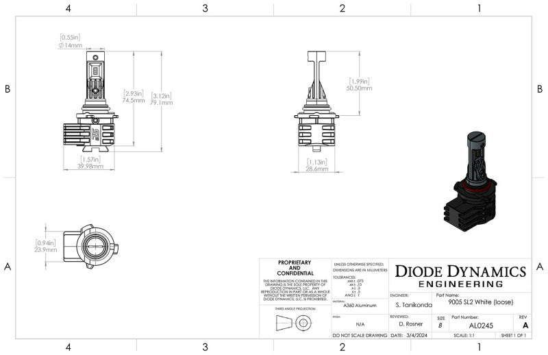 Diode Dynamics 9005/9011/H10 Yellow SL2 LED Bulb (one) - DD0464S