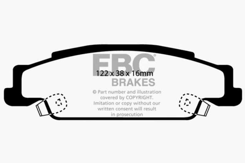 EBC 02-05 Cadillac CTS 2.6 Yellowstuff Rear Brake Pads - DP41646R for 2005-2011 Cadillac STS - front view
