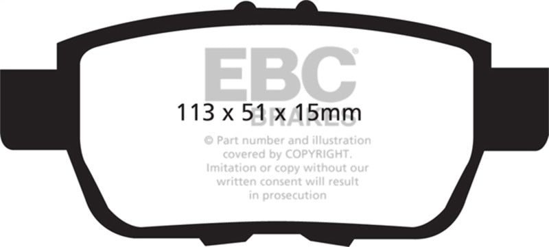 EBC 09-14 Acura TL 3.5 Greenstuff Rear Brake Pads - DP21754 for 2009-2014 Acura TL - front view