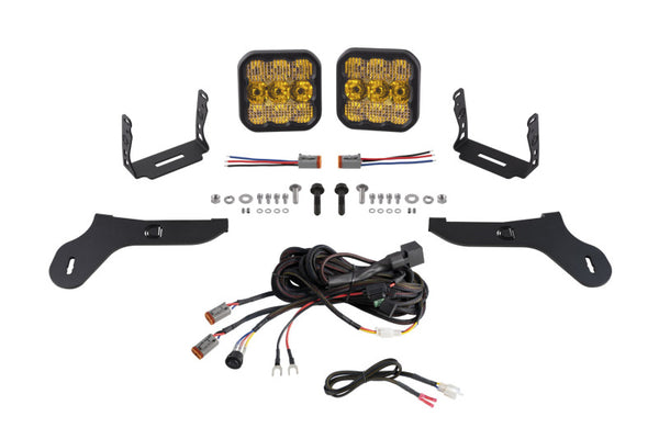 Diode Dynamics 17-20 Ford Raptor SS5 Bumper LED Pod Light Kit - Sport Yellow Combo - DD7345 for 2017-2020 Ford F 150 - front 