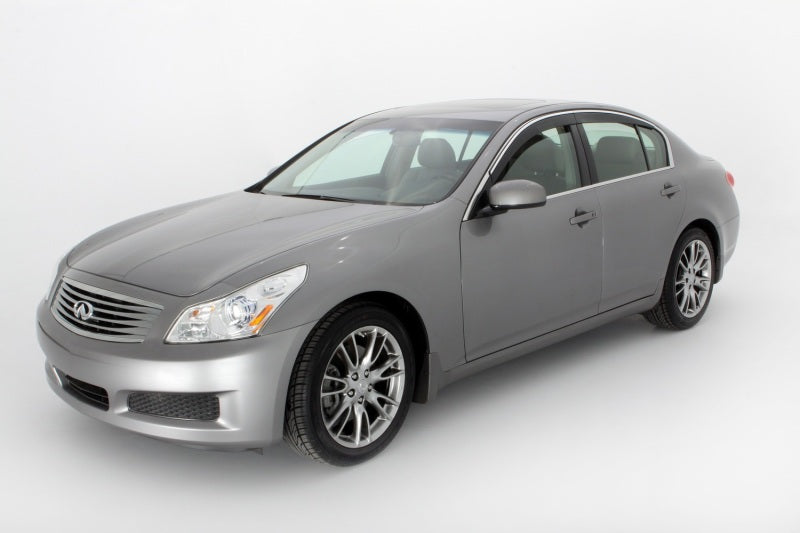 AVS 07-10 Infiniti G35 Ventvisor Low Profile Deflectors 4pc - Smoke w/Chrome Trim - 794004
