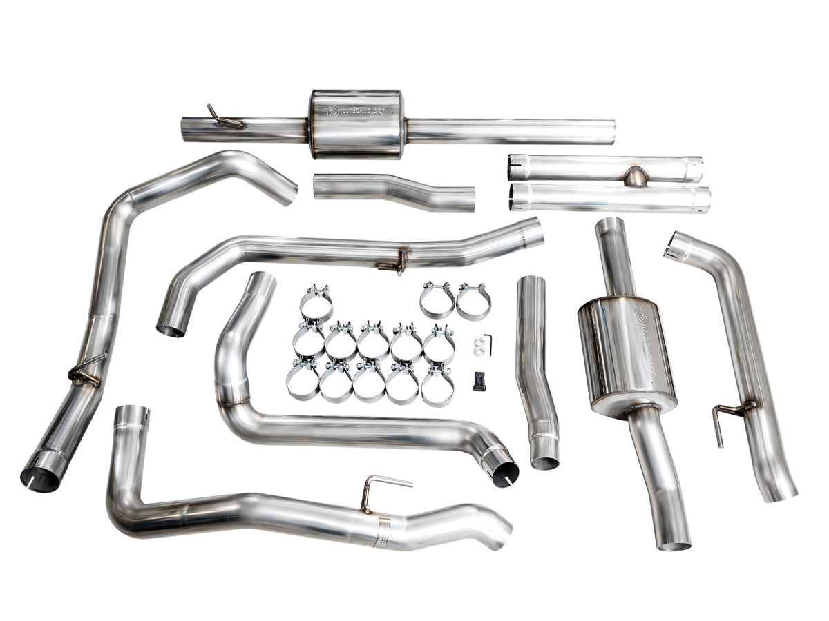 AWE 4th Gen GM 1500 6.2L Catback Split Rear Exit (w/ Bumper Cutouts) - OE Tips - 3015-31202