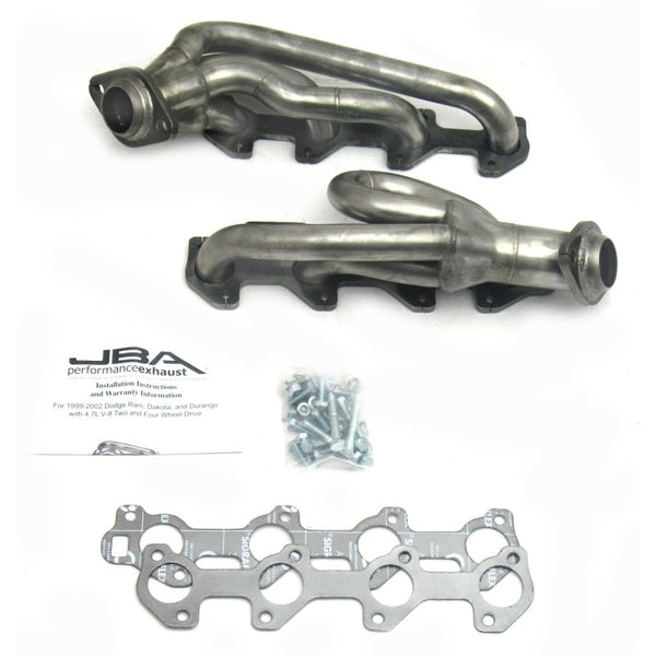 JBA 02-03 Dodge RAM 4.7L PowerTech 1-1/2in Primary Raw 409SS Cat4Ward Header - 1949S-1 for 2002-2003 Dodge Ram 1500 - front v