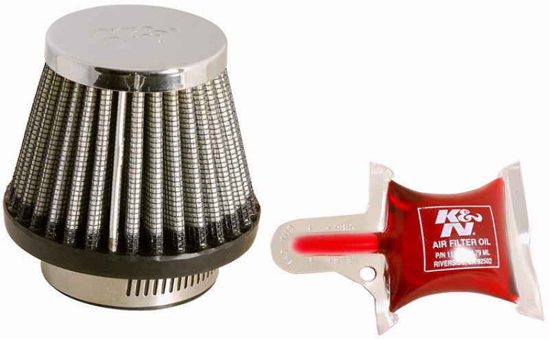 K&amp;N Universal Chrome Filter - Round Tapered - 3in Base OD x 2in Top OD x 2.375in H - RC-2490