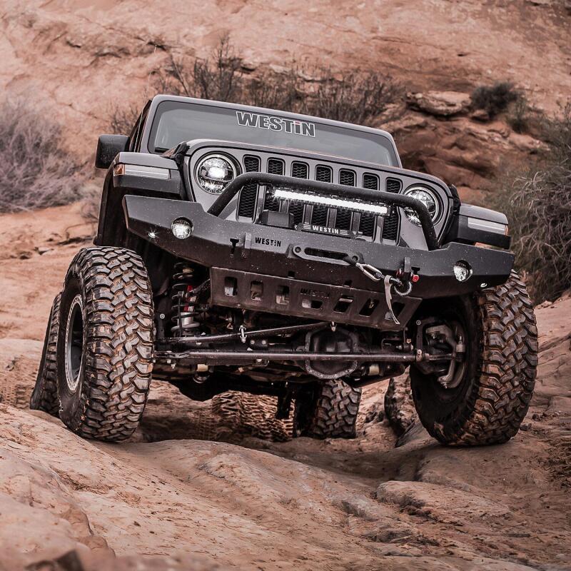 Westin 18-19 Jeep Wrangler JL WJ2 Full Width Front Bumper w/Bull Bar Textured Black - 59-80115