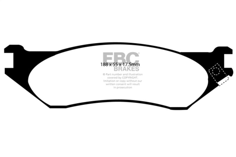 EBC 00-01 Ford Expedition 4.6 2WD Ultimax2 Rear Brake Pads - UD879 for 2000-2004 Ford F 150 - front view