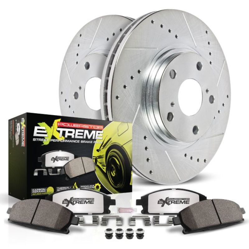Power Stop 15-19 Ford Mustang Front Z26 Street Warrior Brake Kit - K6806-26 for 2015-2022 Ford Mustang - angle view