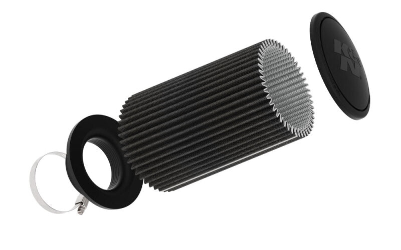 K&amp;N Universal Clamp-On Air Filter 3-1/2in Flange ID 6in Base 5-1/4in Top 9in Height - RU-3111HBK
