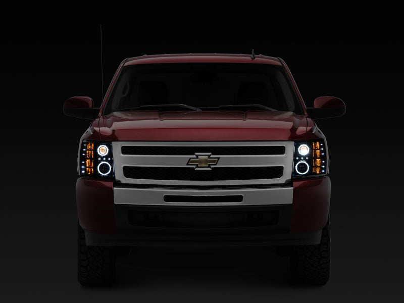 Raxiom 07-13 Silverado 1500 Super White LED Halo Projector Headlights- Black Housing (Clear Lens) - S112717