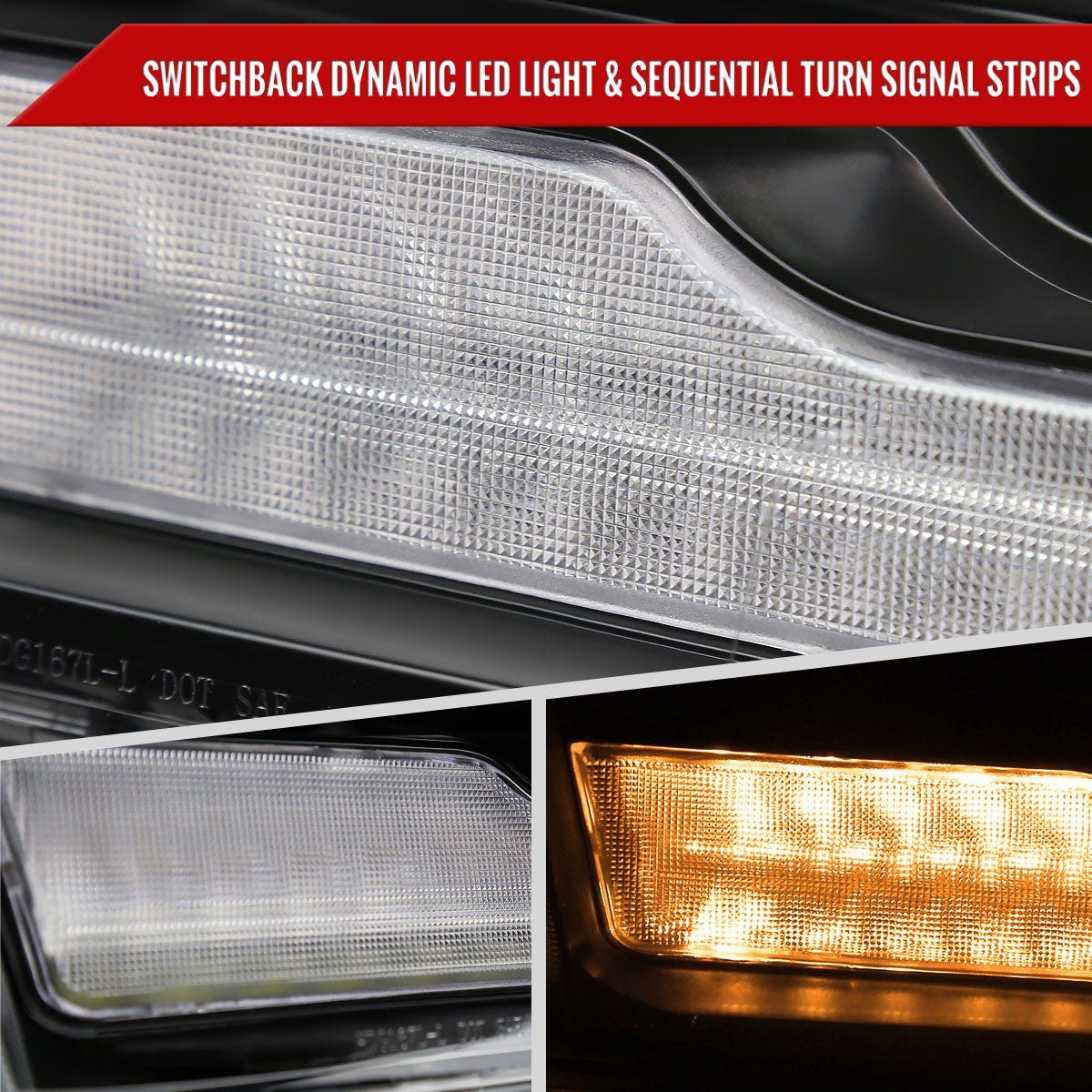 Spec-D Tuning - 2009-2018 Dodge RAM 1500 / 2019 RAM Classic / 2010-2018 RAM 2500 3500 Projector Headlights w/ Amber LED Sequential Turn Signal (Matte Black Housing/Clear Lens) - 4LHE-RAM09JM-SQ-RS