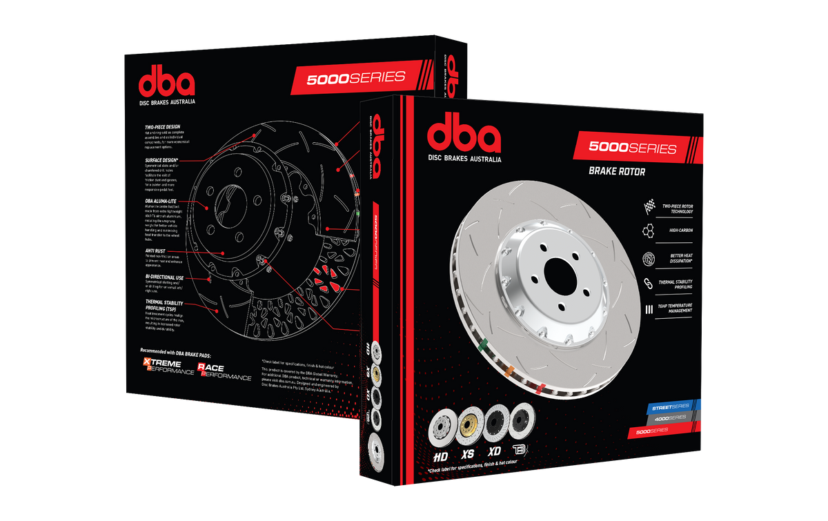 DBA 05-10 Mustang GT V8 Shebly Edition Front Drilled & Slotted 5000 Series 2 Piece Rotor Assembled w - DBA52124BLKXS