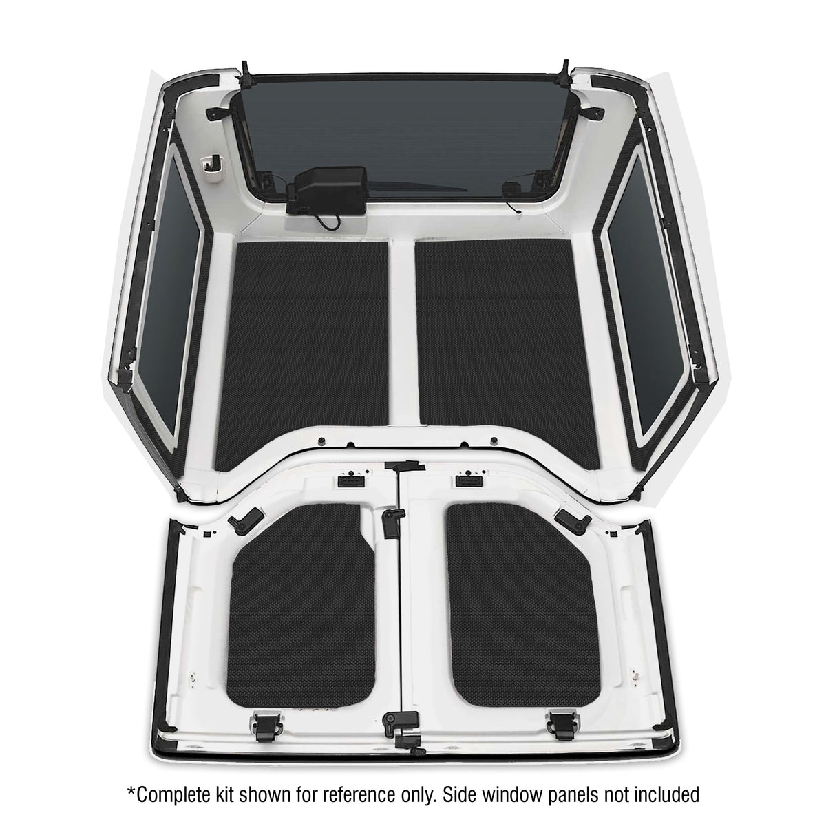 DEI 11-18 Jeep Wrangler JK 2-Door Boom Mat Headliner - 4 Piece - Black - 50138 for 2011-2018 Jeep Wrangler - front view