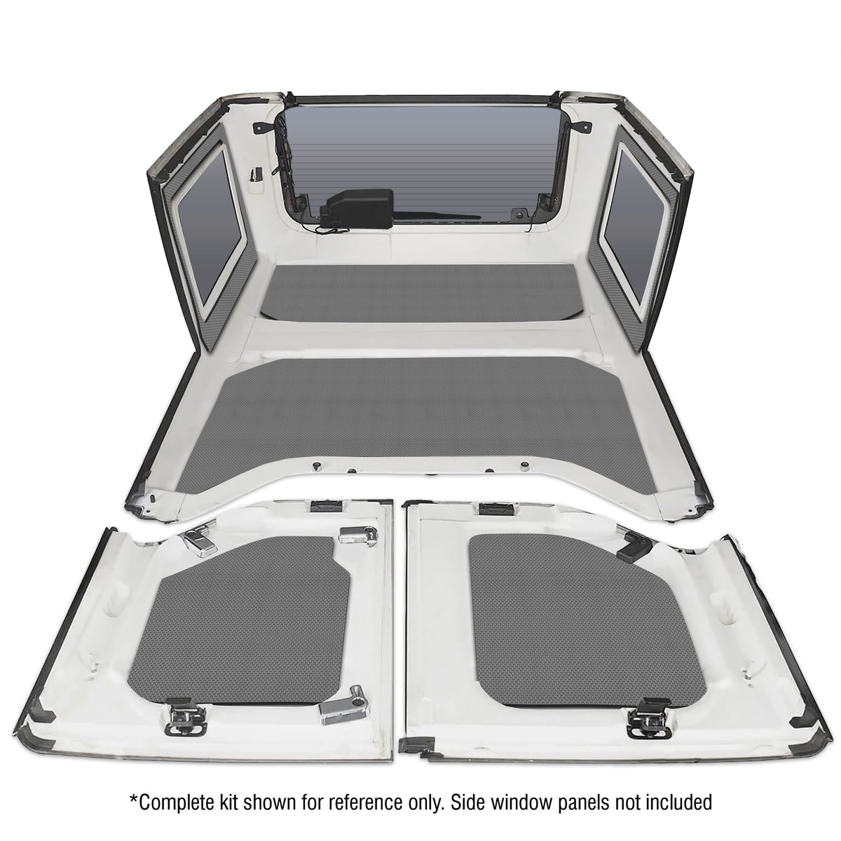 DEI 11-18 Jeep Wrangler JK 4-Door Boom Mat Headliner - 4 Piece - Gray - 50139 for 2011-2018 Jeep Wrangler - front view
