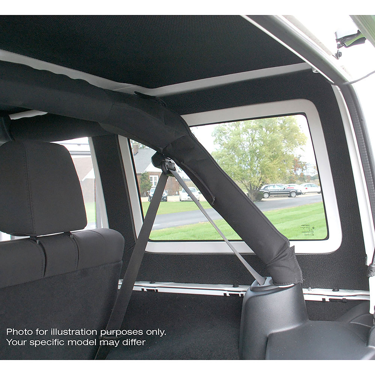DEI 11-18 Jeep Wrangler JK 4-Door Boom Mat Rear Side Window Trim - 2 Piece - Black - 50149 for 2011-2018 Jeep Wrangler - fron