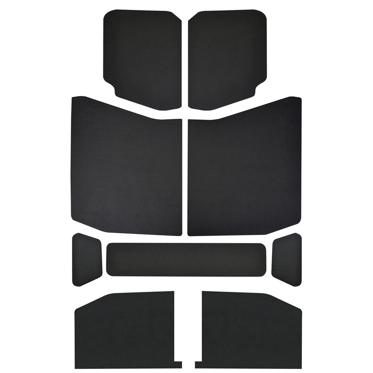 DEI 18-23 Jeep Wrangler JL 4-Door Boom Mat Headliner - 9 Piece - Black - 50168 for 2018-2021 Jeep Wrangler - front view