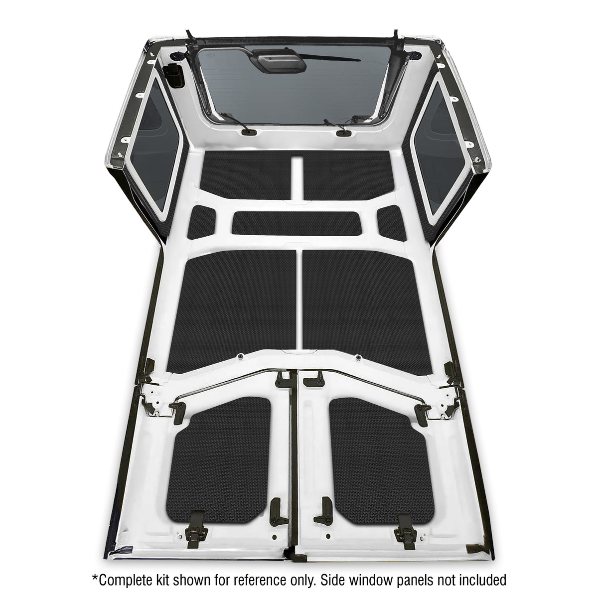 DEI 18-23 Jeep Wrangler JL 4-Door Boom Mat Headliner - 9 Piece - Black - 50168 for 2018-2021 Jeep Wrangler - front view