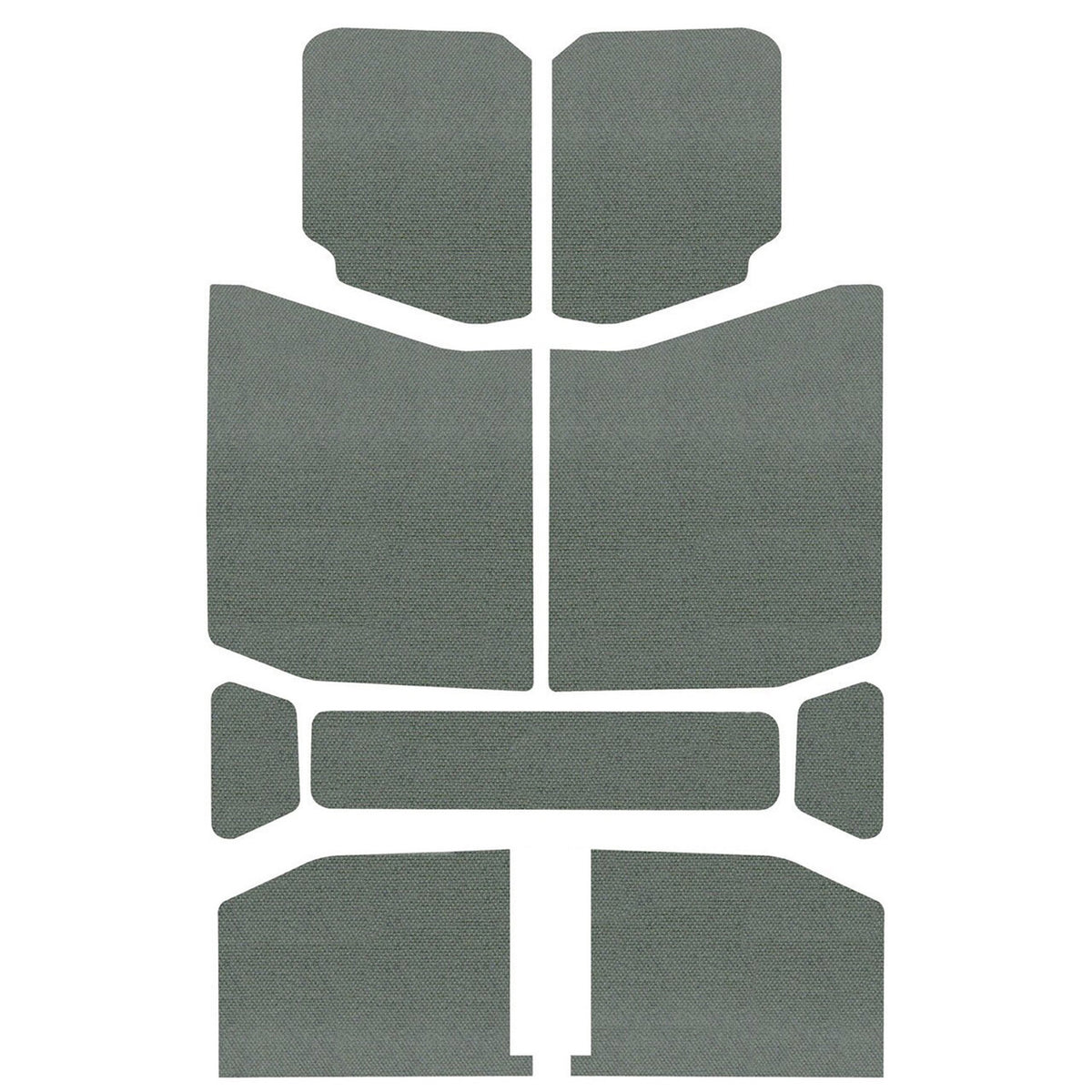 DEI 18-23 Jeep Wrangler JL 4-Door Boom Mat Headliner - 9 Piece - Gray - 50169 for 2018-2024 Jeep Wrangler - front view