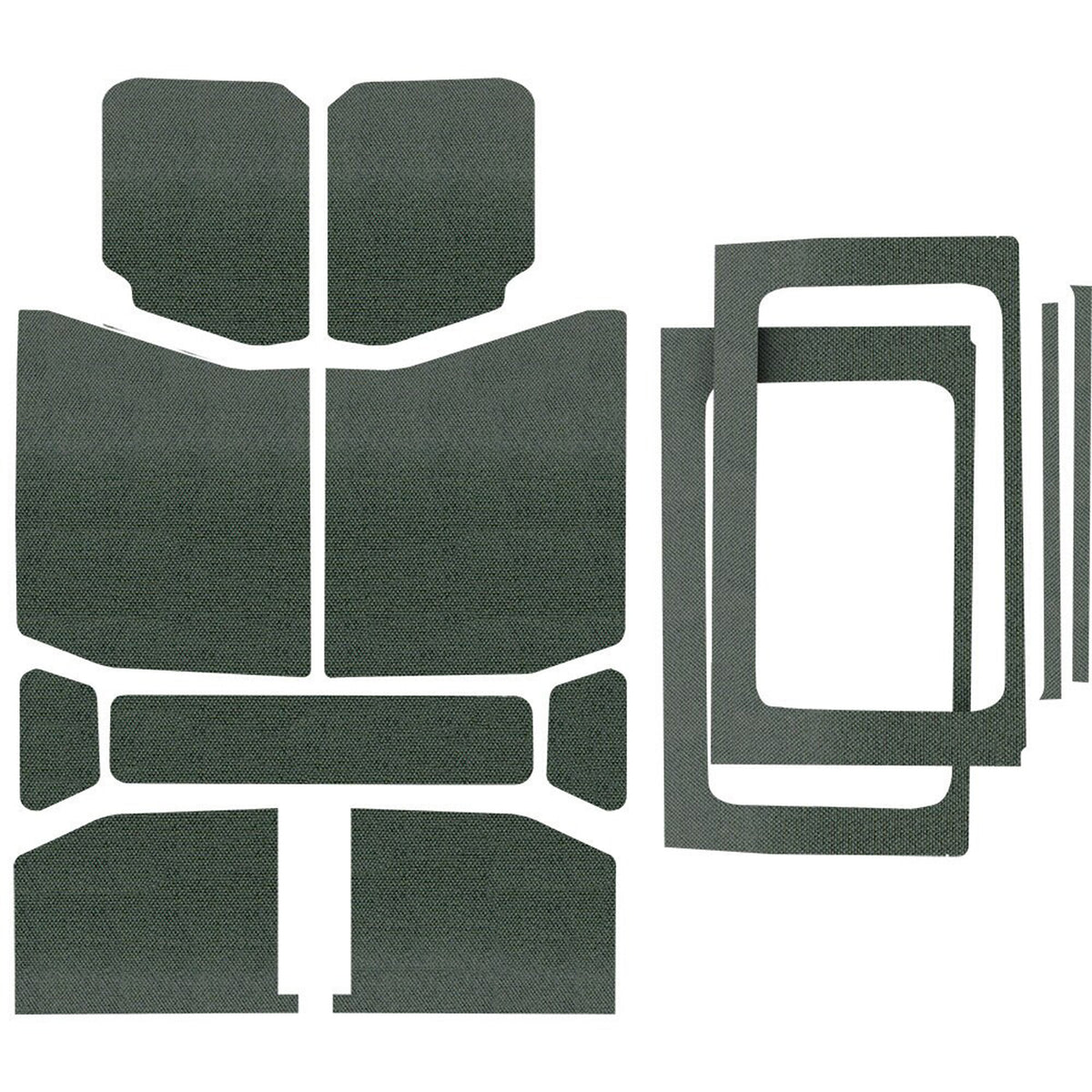 DEI 18-23 Jeep Wrangler JL 4-Door Boom Mat Complete Headliner Kit - 13 Piece - Gray - 50179 for 2018-2024 Jeep Wrangler - fro