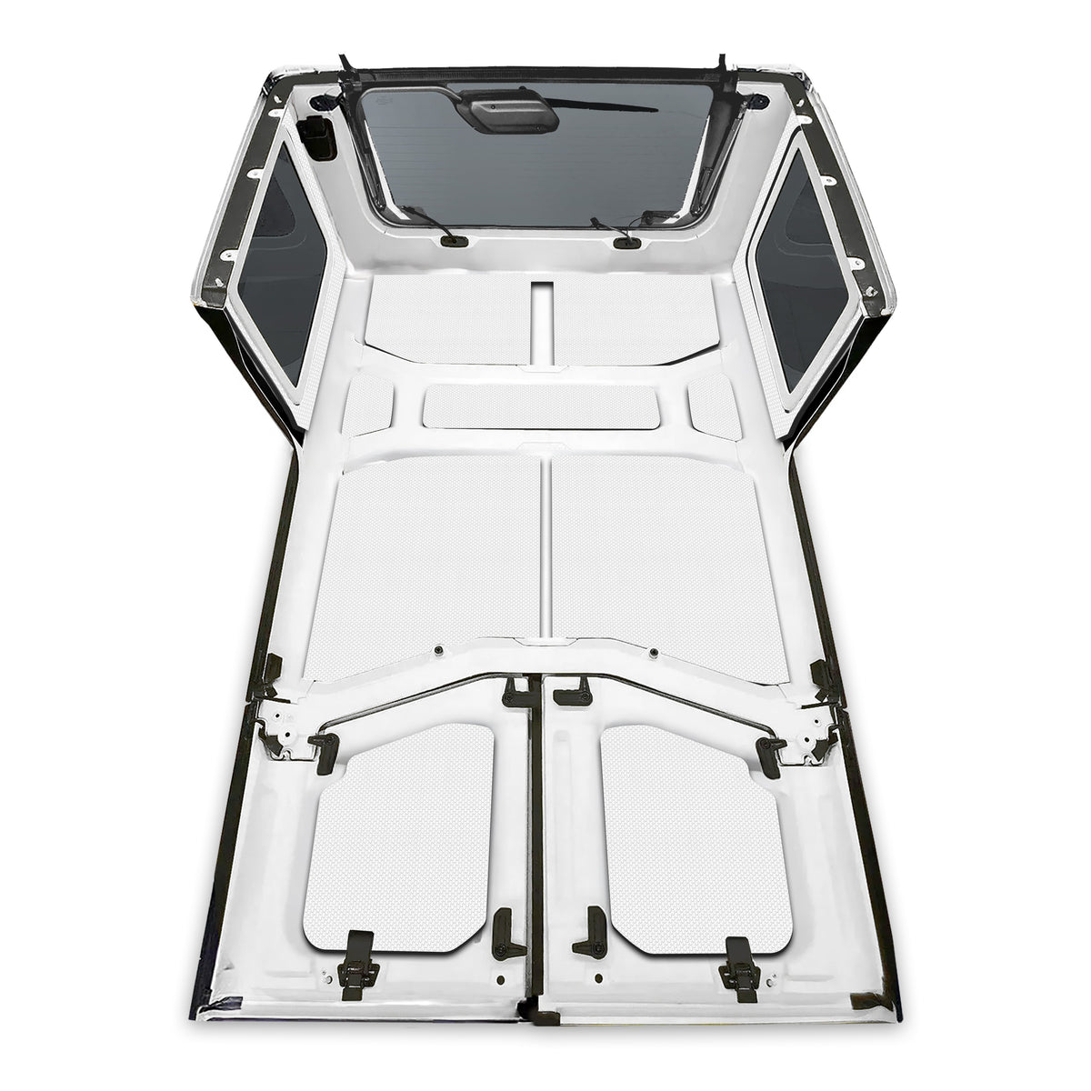DEI 18-23 Jeep Wrangler JL 4-Door Boom Mat Complete Headliner Kit - 13 Piece - White - 50180 for 2018-2024 Jeep Wrangler - fr