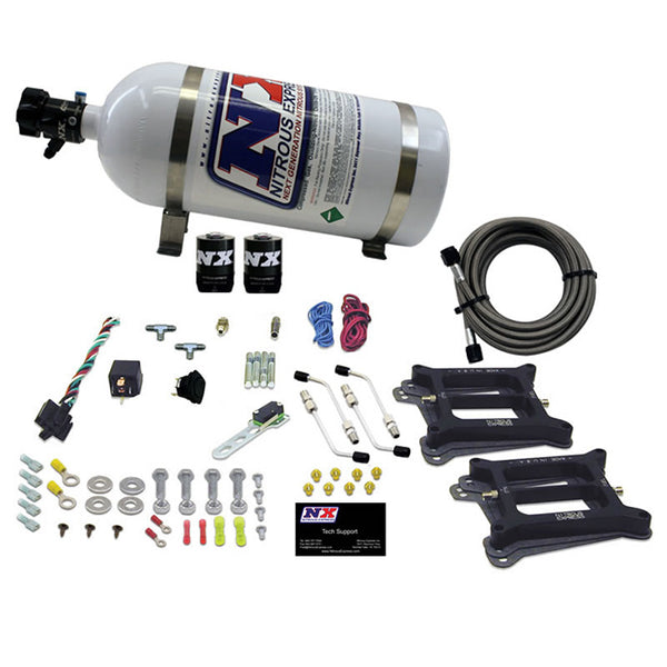 Nitrous Express Dual Holley/Gasoline Nitrous Kit (100-500HP) w/10lb Bottle - 50240-10