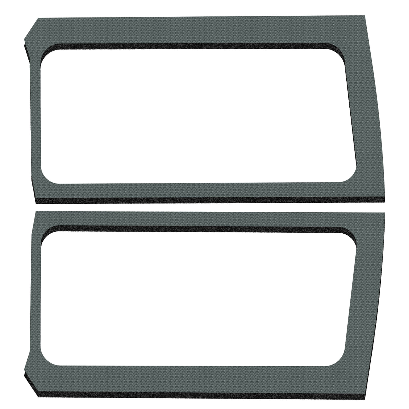 DEI 18-23 Jeep Wrangler JL 2-Door Boom Mat Rear Side Window Trim - 2 Piece - Gray - 50269 for 2018-2024 Jeep Wrangler - front