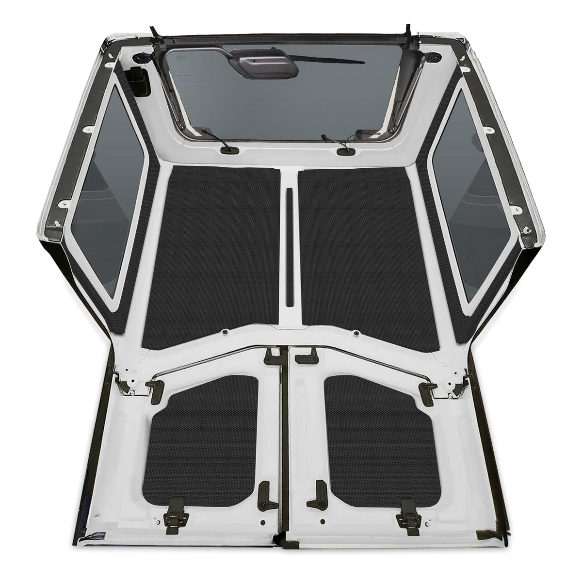 DEI 18-23 Jeep Wrangler JL 2-Door Boom Mat Complete Headliner Kit - 7 Piece - Black - 50280 for 2018-2024 Jeep Wrangler - fro