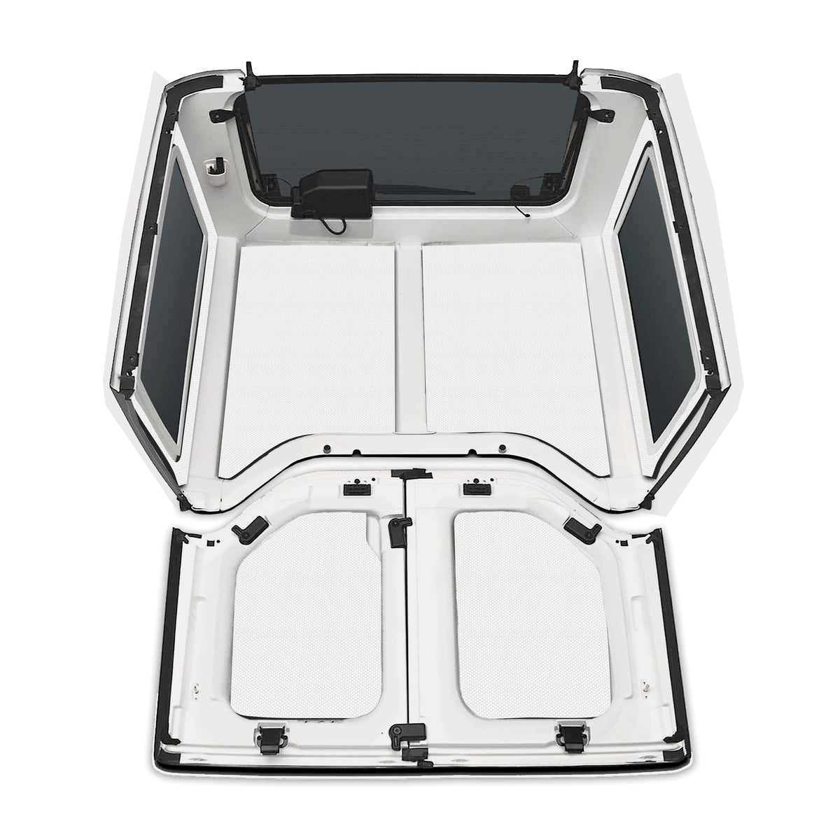 DEI 11-18 Jeep Wrangler JK 2-Door Boom Mat Complete Headliner Kit - 6 Piece - White - 50287 for 2011-2018 Jeep Wrangler - fro