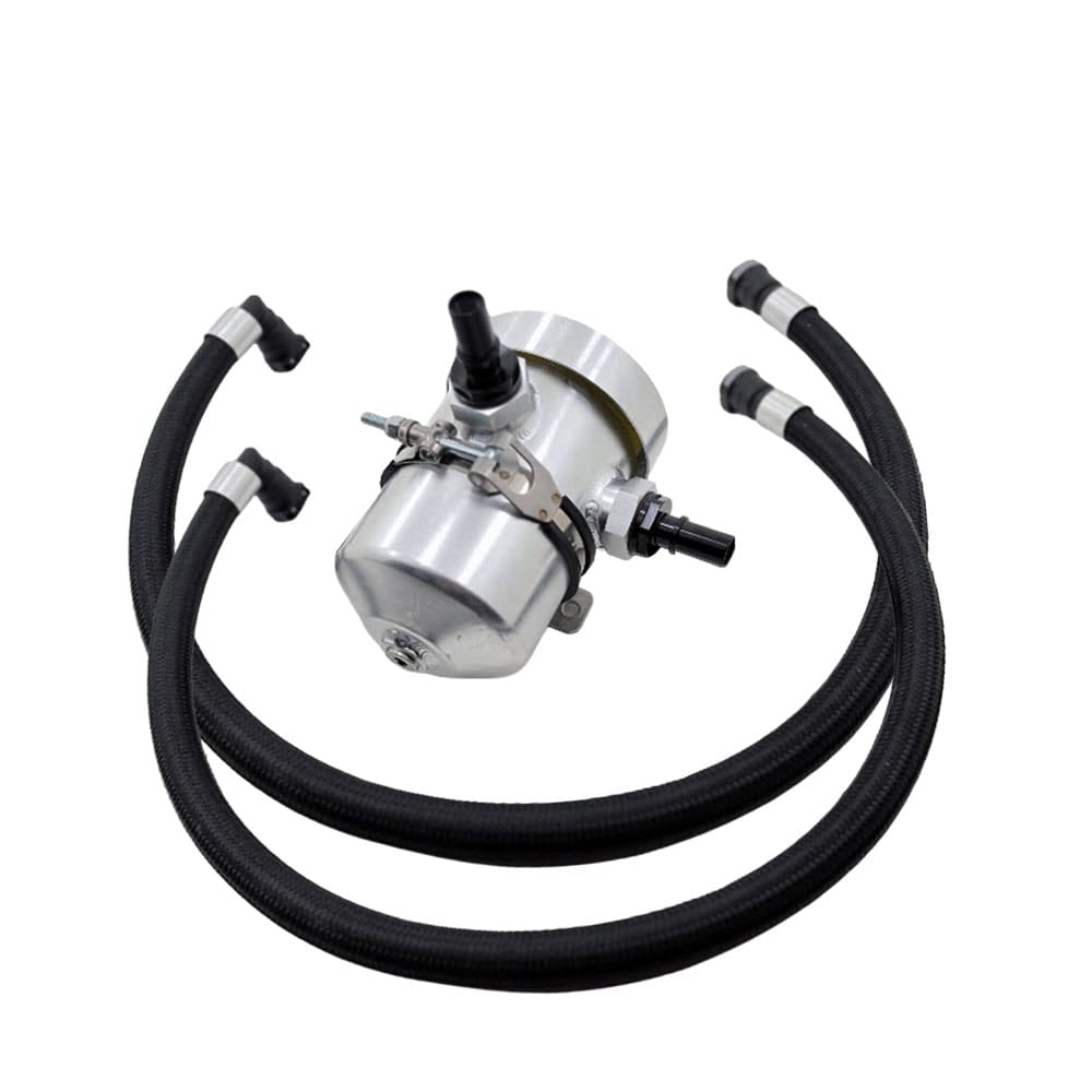 UPR - Plug N Play 4.50" VTA Breather Tank Satin Silver (fits 11+ Mustang, F-150, Coyote Swap) - 5048-002