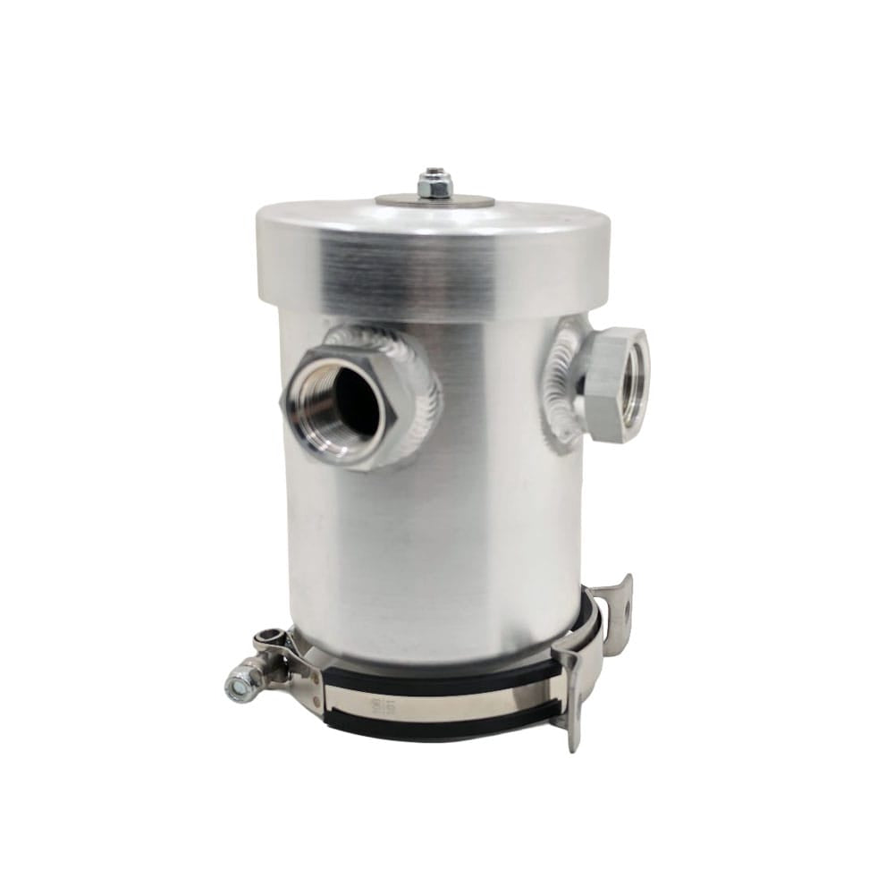 UPR - Plug N Play 4.50" VTA Breather Tank Satin Silver (fits 11+ Mustang, F-150, Coyote Swap) - 5048-002