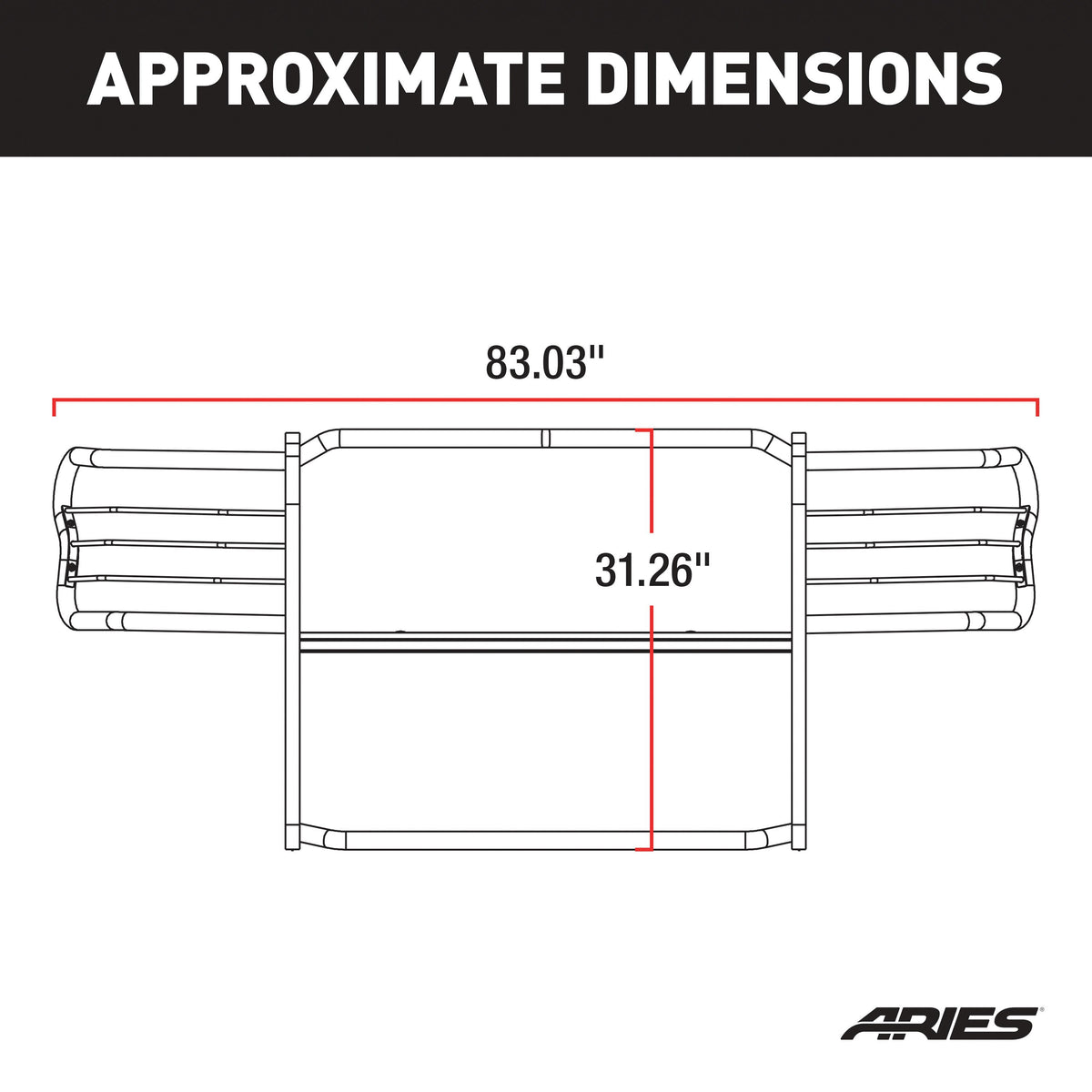 ARIES 5056 1-1/2-Inch Black Steel Grille Guard, No-Drill, Select Dodge, Ram 2500, 3500