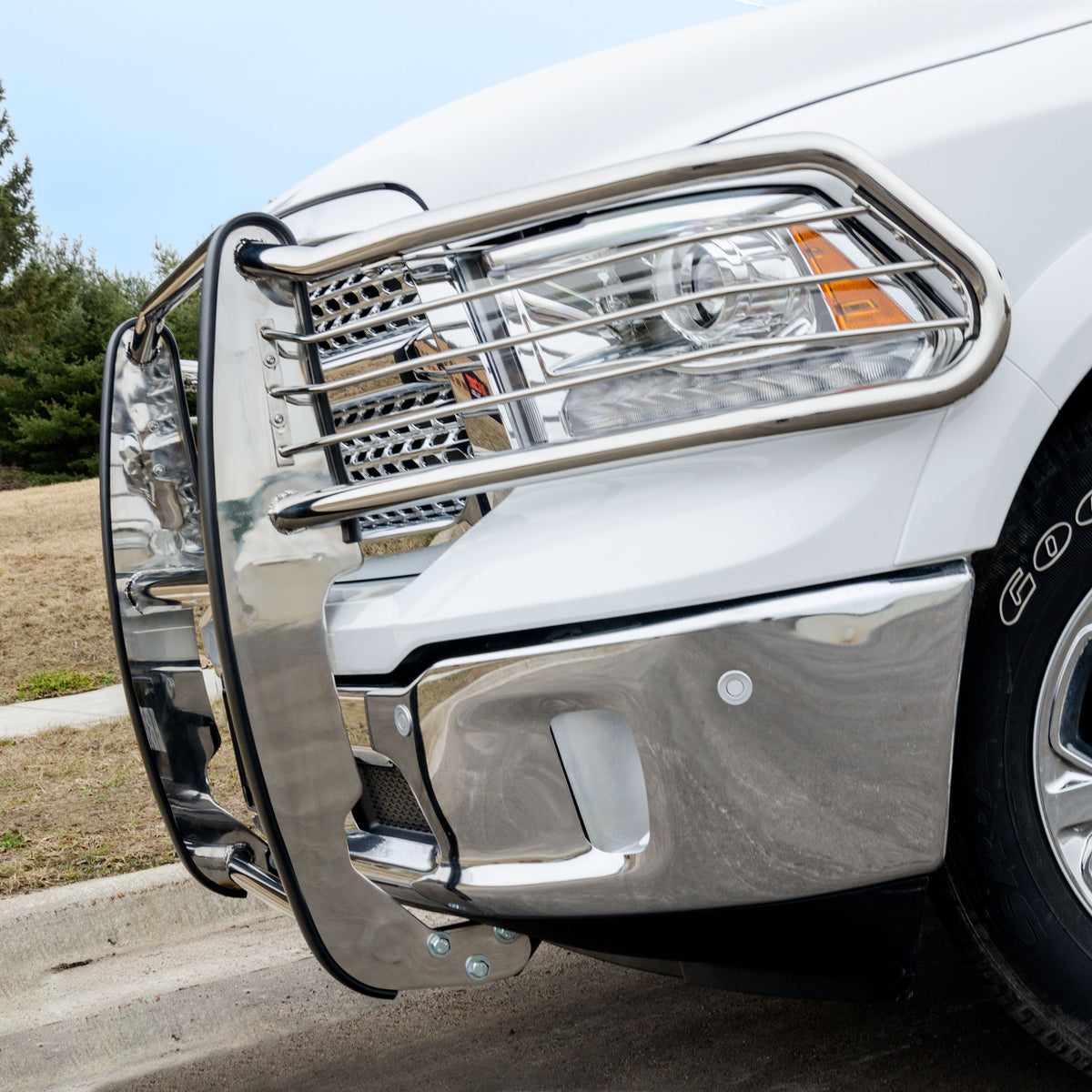 ARIES 5058-2 1-1/2-Inch Polished Stainless Steel Grille Guard, No-Drill, Select Dodge, Ram 1500